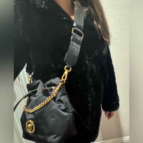 NWT Versace Black Bucket Bag with Gold Accents - Picture 10 of 13